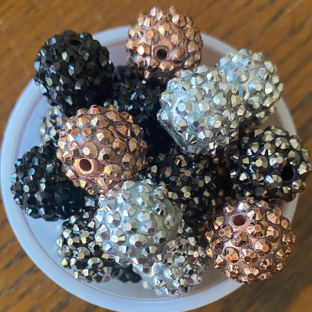 26 PIECES Rhinestone Cluster Beads *Black, Copper, Silver, GunMetal)
